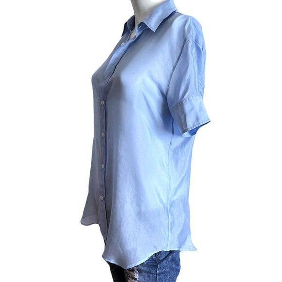 Vintageโ90โs DOLCE & GABBANA White Label Baby Blue Button Down Blouse - Picture 9 of 14